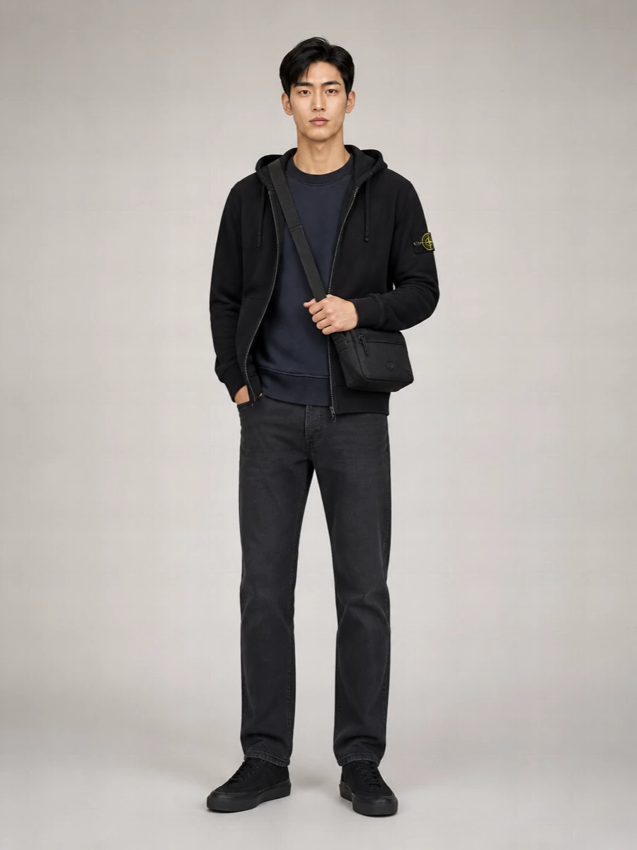 Stone Island Cotton Zip Up Hoodie