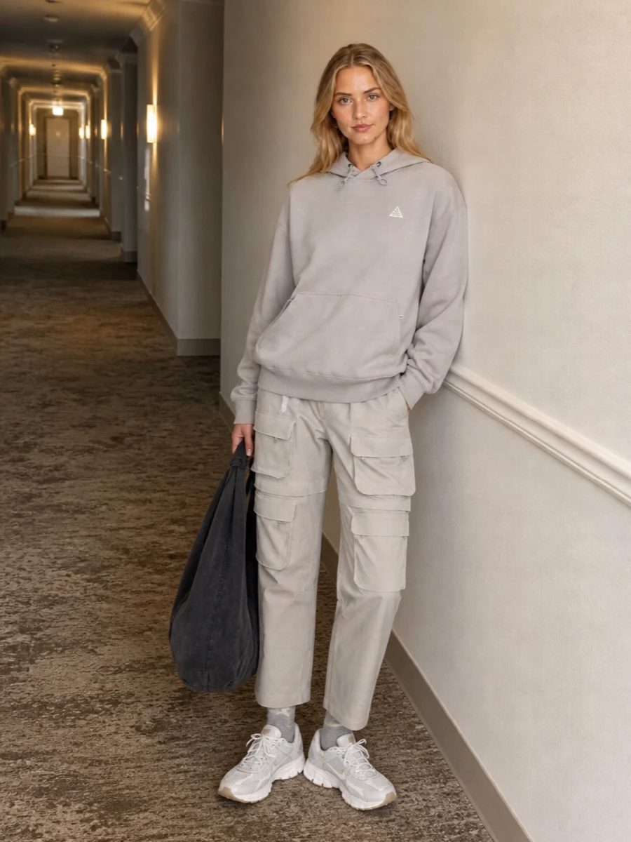 Nike acg hoodie cargo pants neutral sneakers