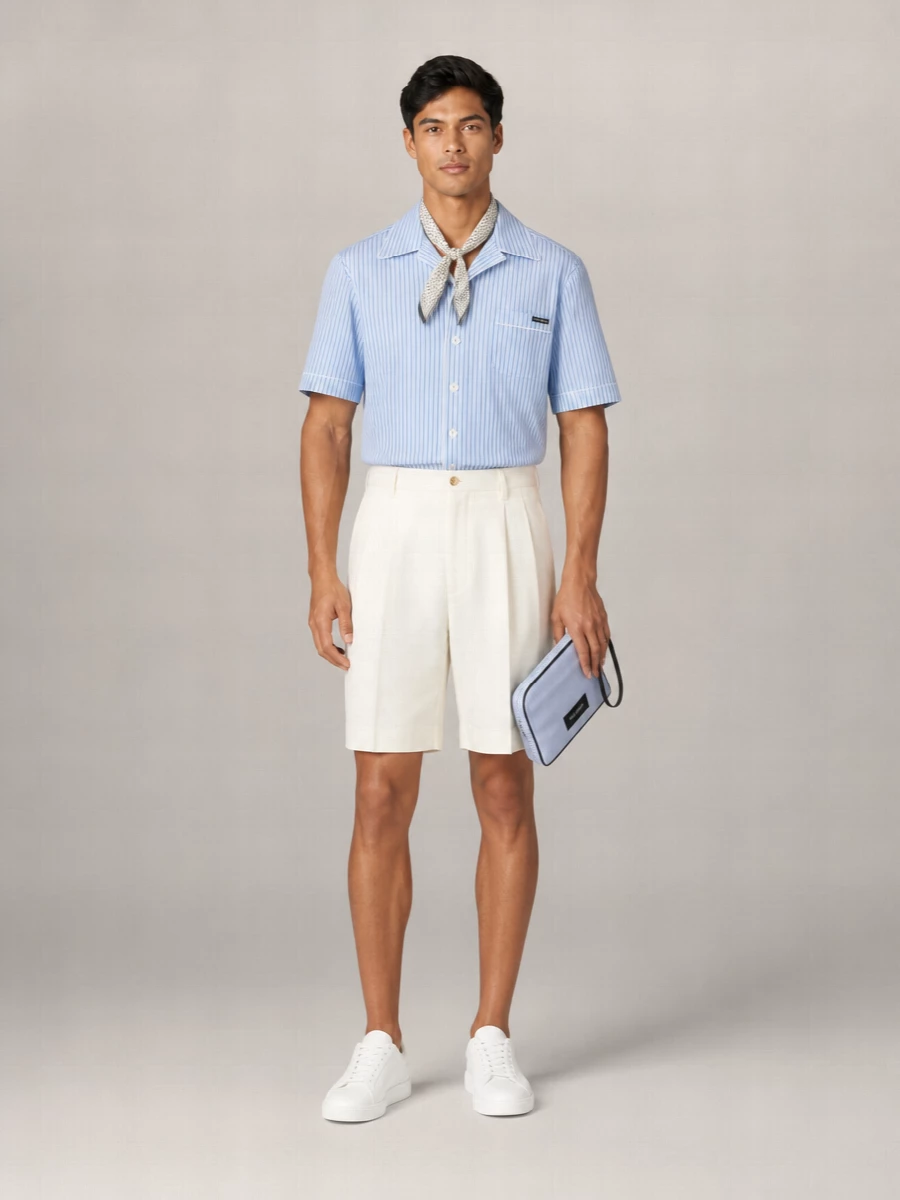 Dolce&Gabbana Silk-Blend Striped Short-Sleeve Hawaii Shirt