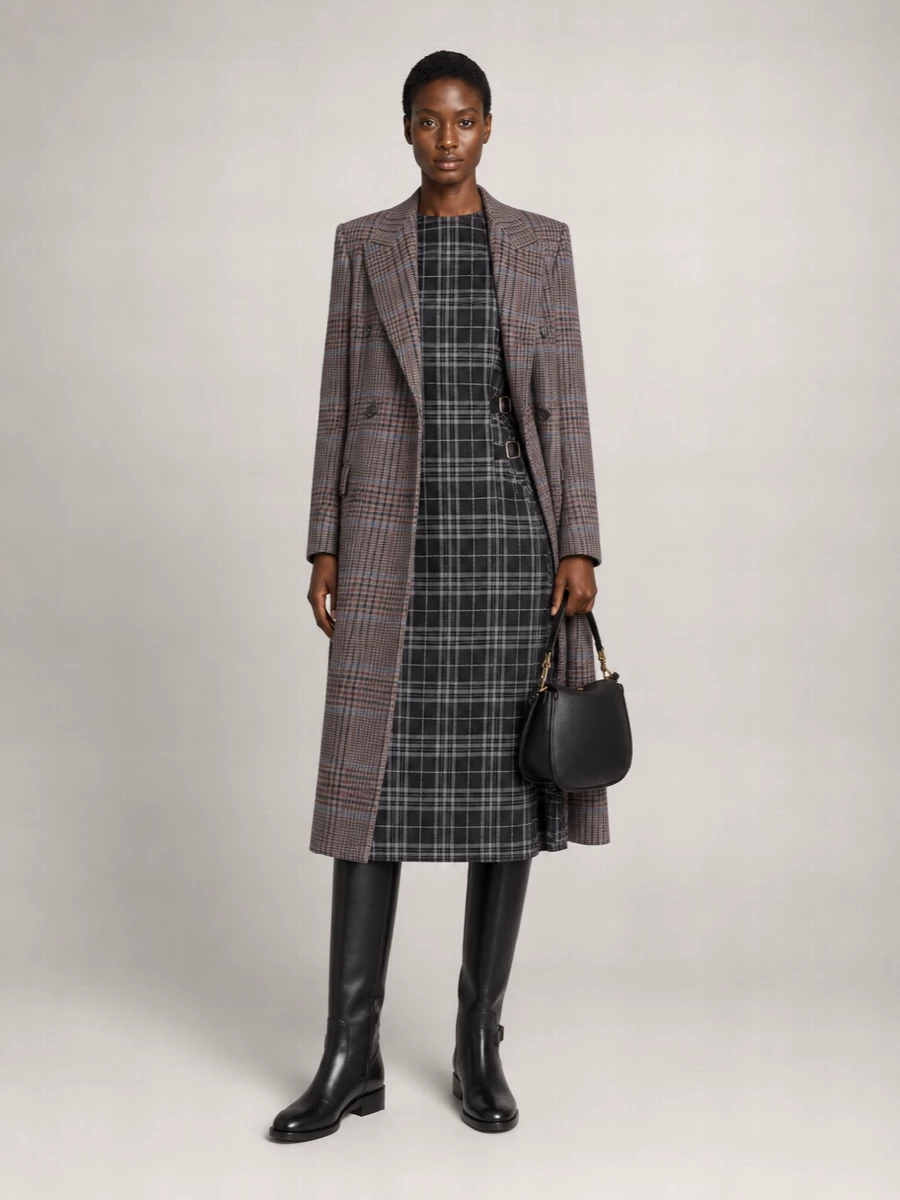 Etro Wool Checked Double-Breasted Coat