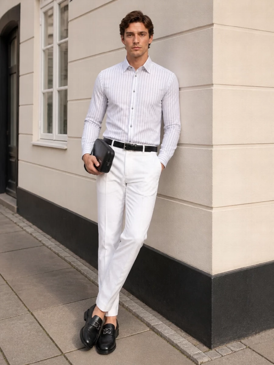 Dolce gabbana striped shirt white pt torino trousers