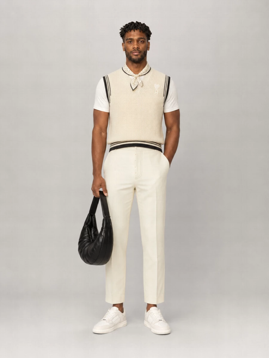 Ami Paris Ribbed V-Neck Sleeveless Jumper