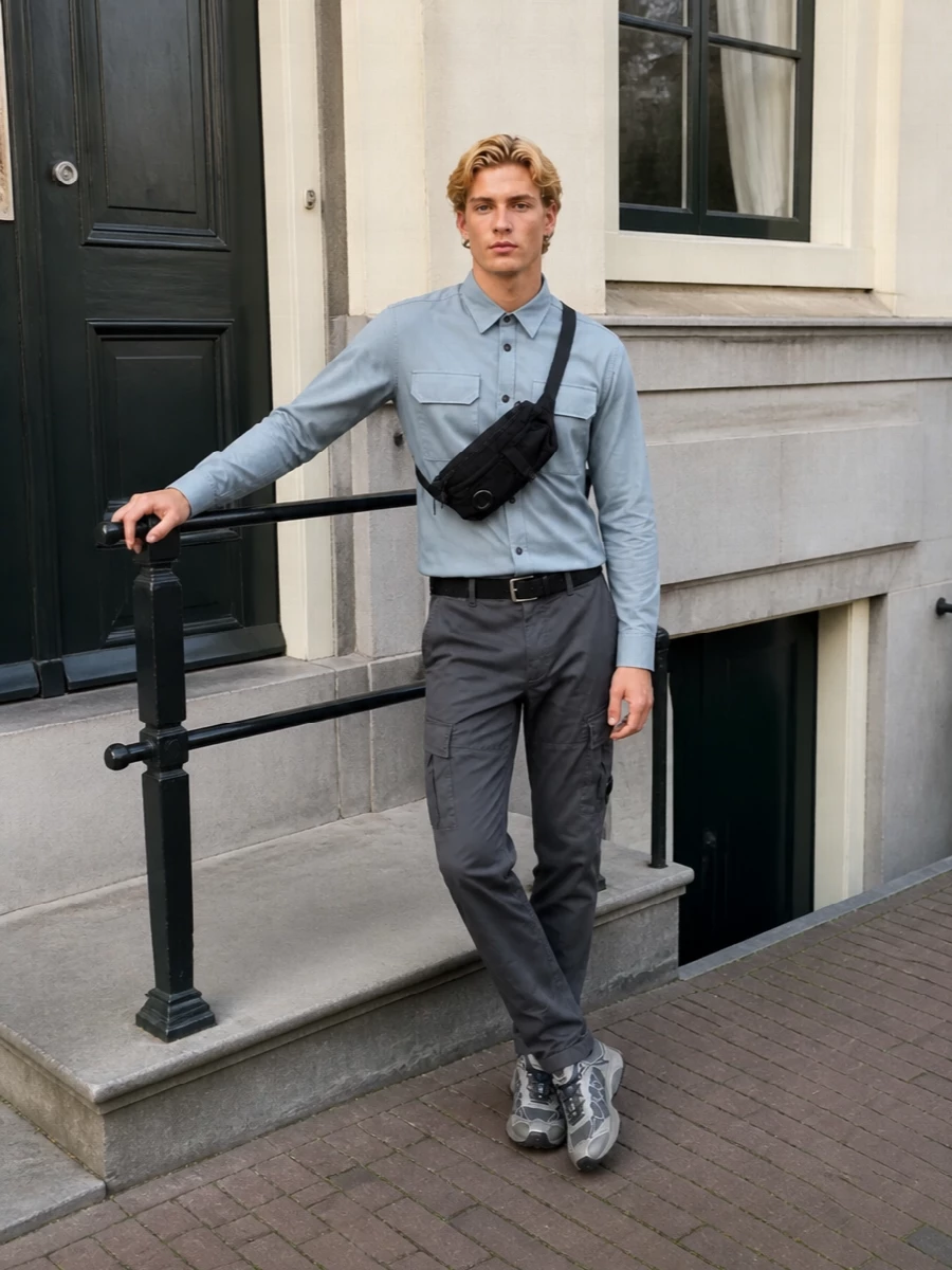 Cp company cargos blue overshirt salomon sneakers