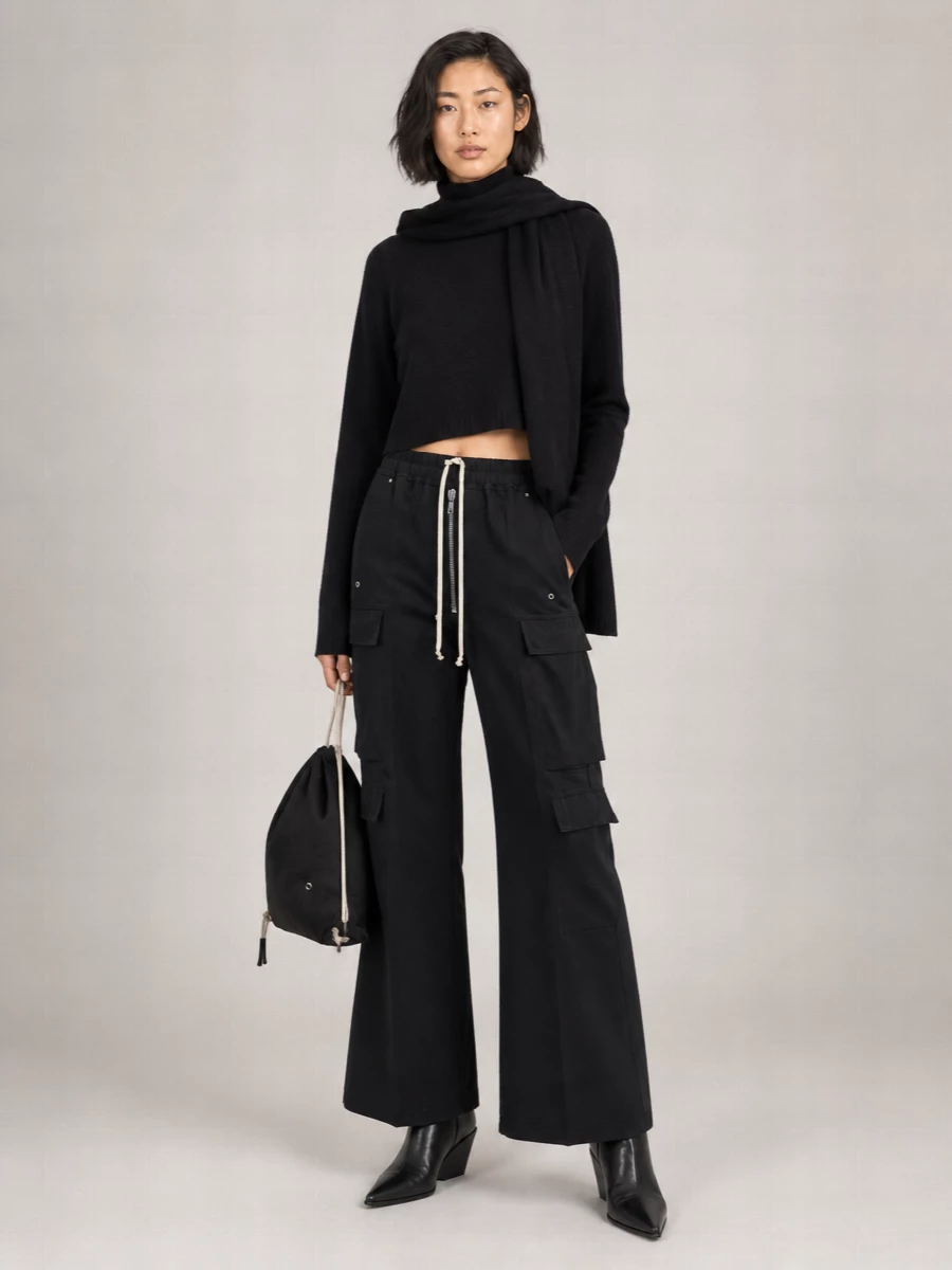Rick Owens Wool Wide-Leg Cargo Pants