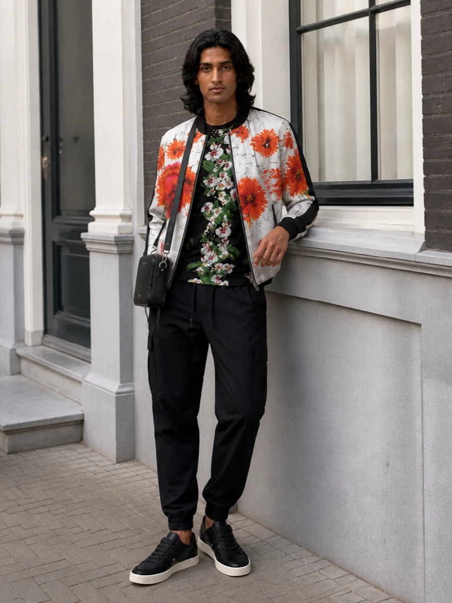 Dolce gabbana floral bomber outfit with joggers