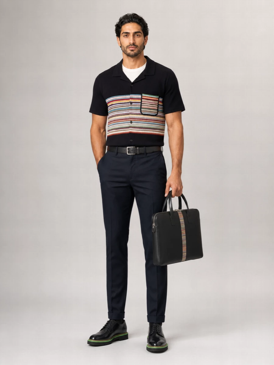 Paul Smith Striped Knit Cotton Short-Sleeve Polo Shirt