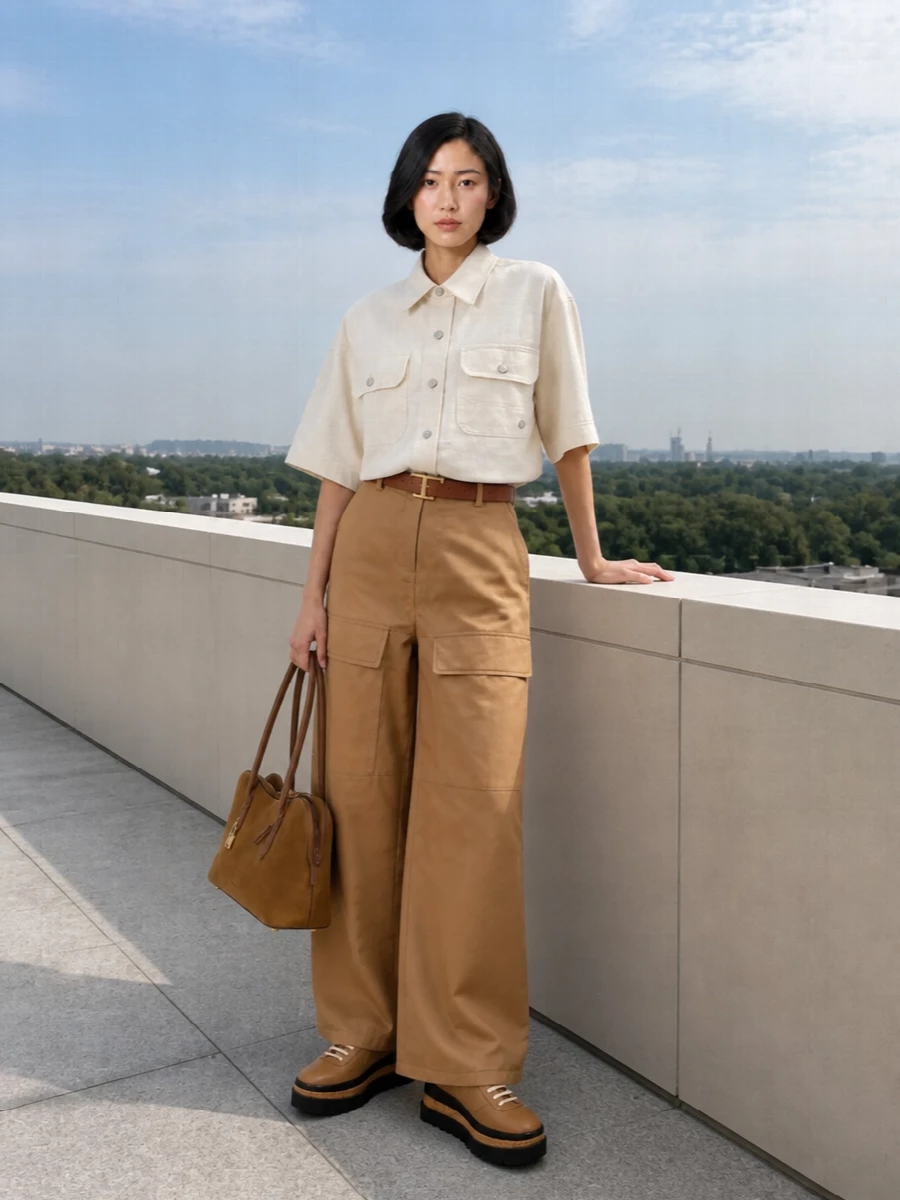 Stella mccartney camel cargo trousers outfit
