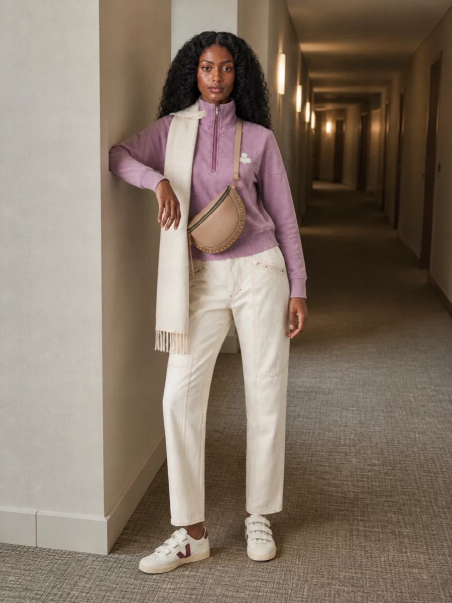 Isabel marant mauve half zip cream utility pant