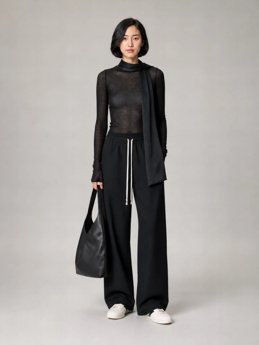 Rick Owens Leather Two-Tone Low-Top Sneakers