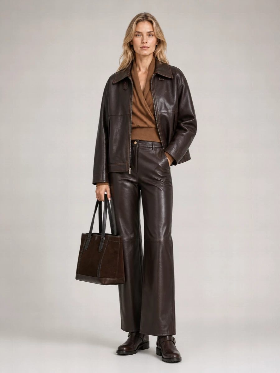7 For All Mankind Leather Cape