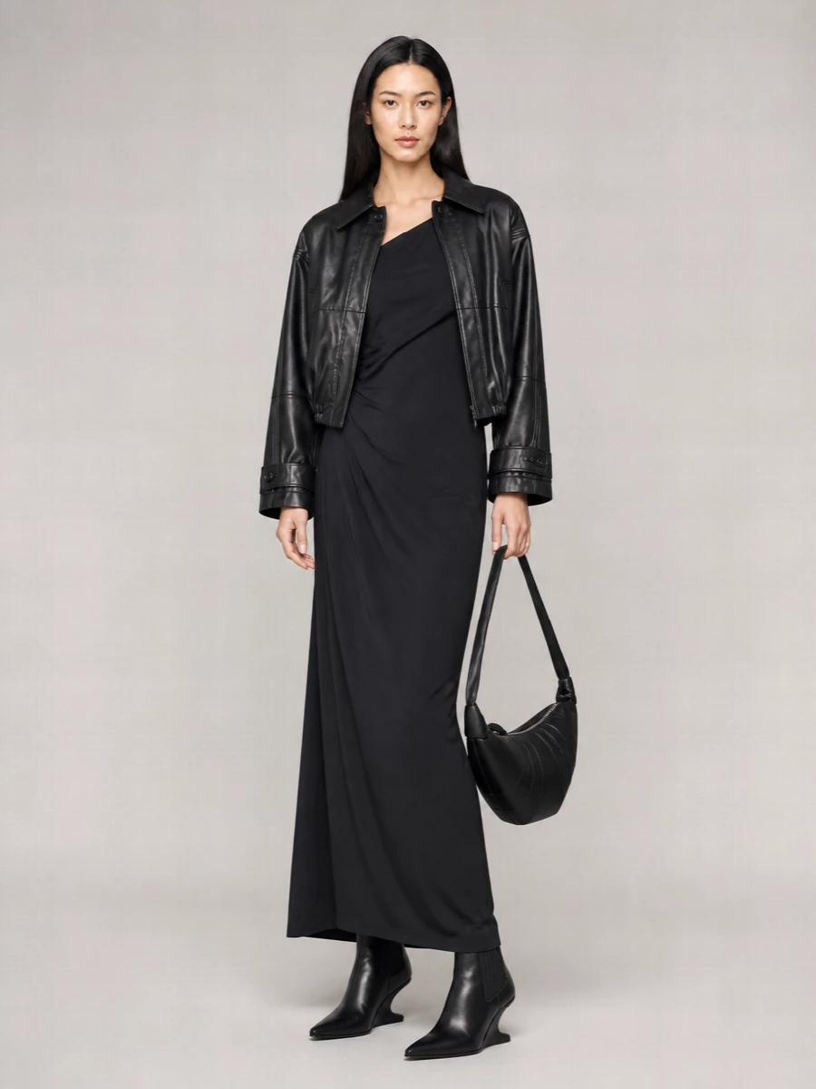 Róhe Leather Cropped Blouson Jacket