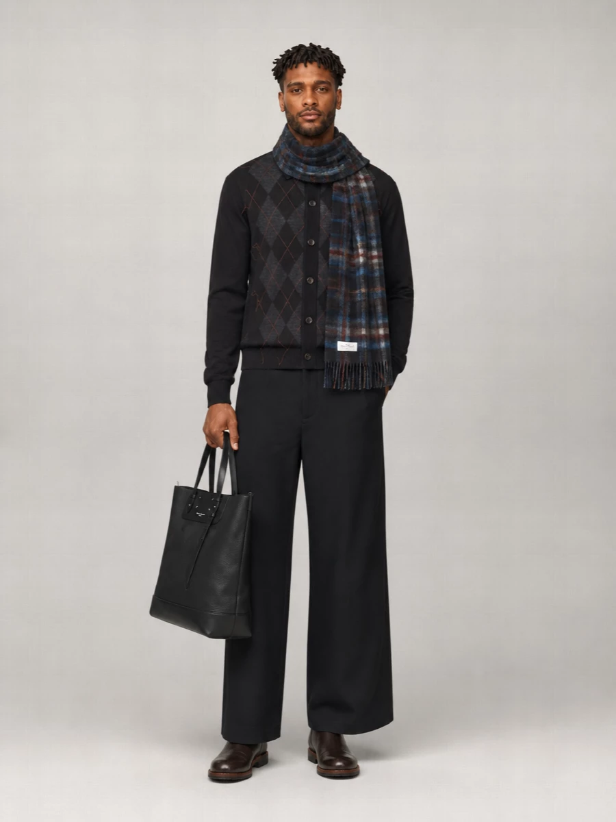 Our Legacy Wool Argyle Long-Sleeve Polo Sweater