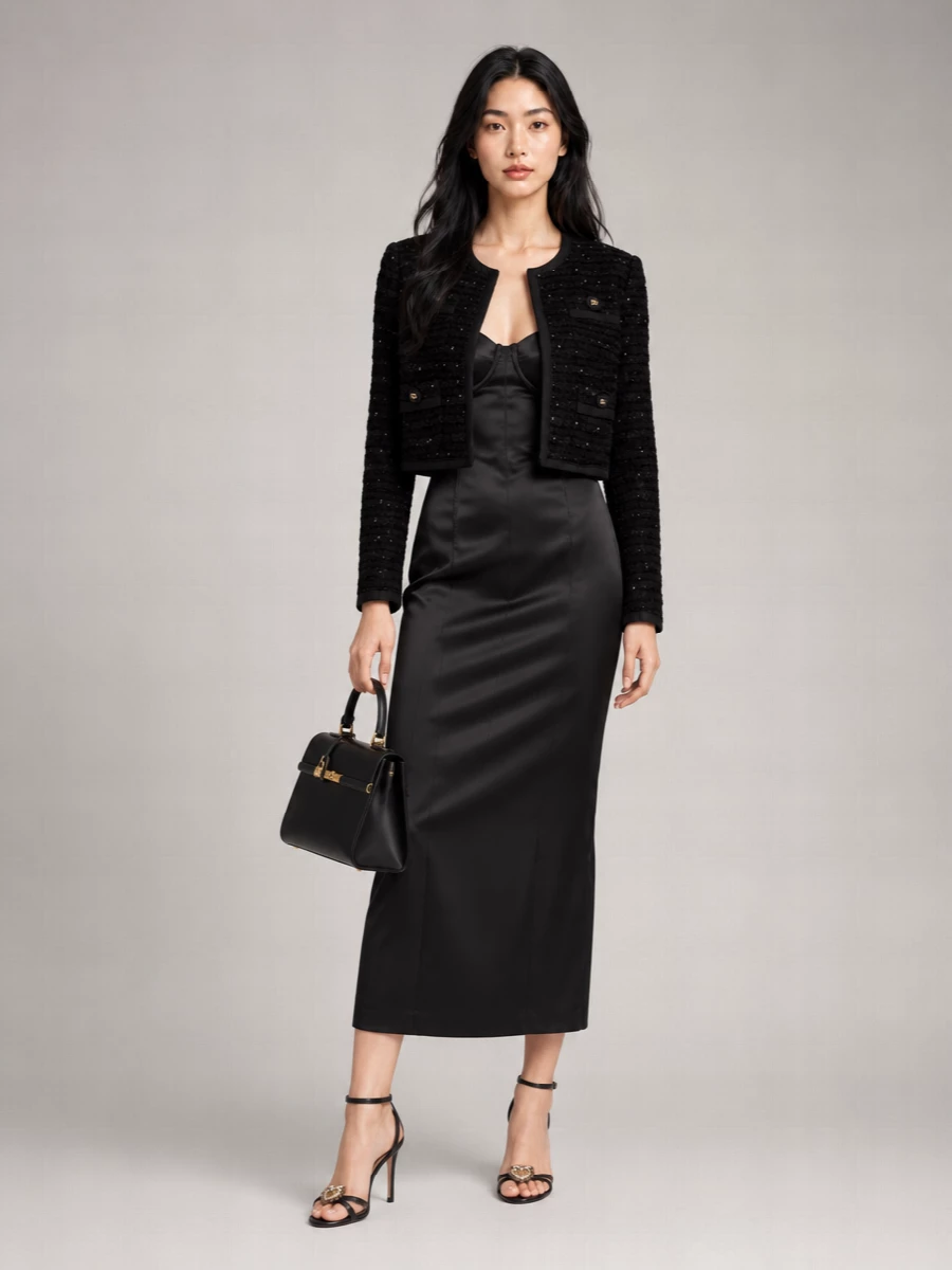 Dolce&Gabbana Silk Tweed Cropped Jacket