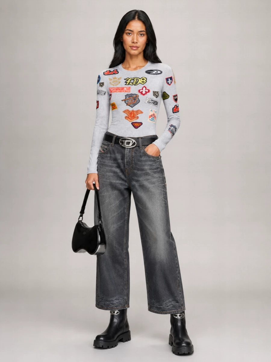 Diesel ribbed printed long-sleeve top