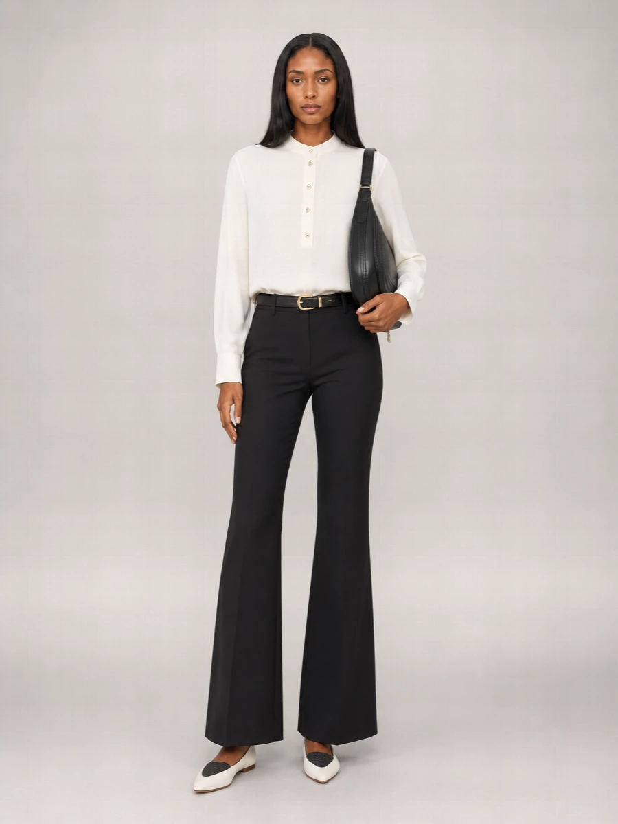 Chloé Silk Wool Flared Trousers