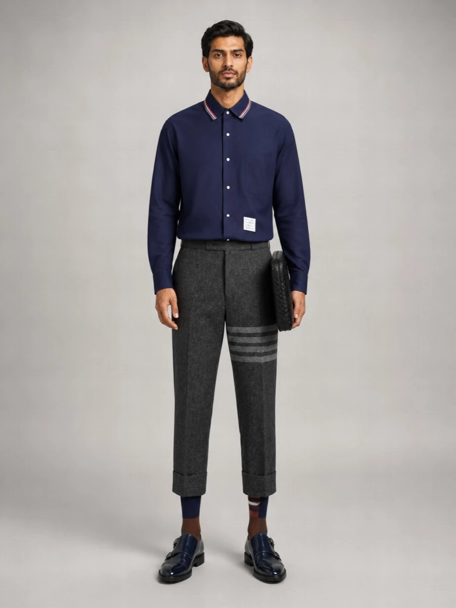 Thom Browne Cotton Flannel Long-Sleeve Shirt
