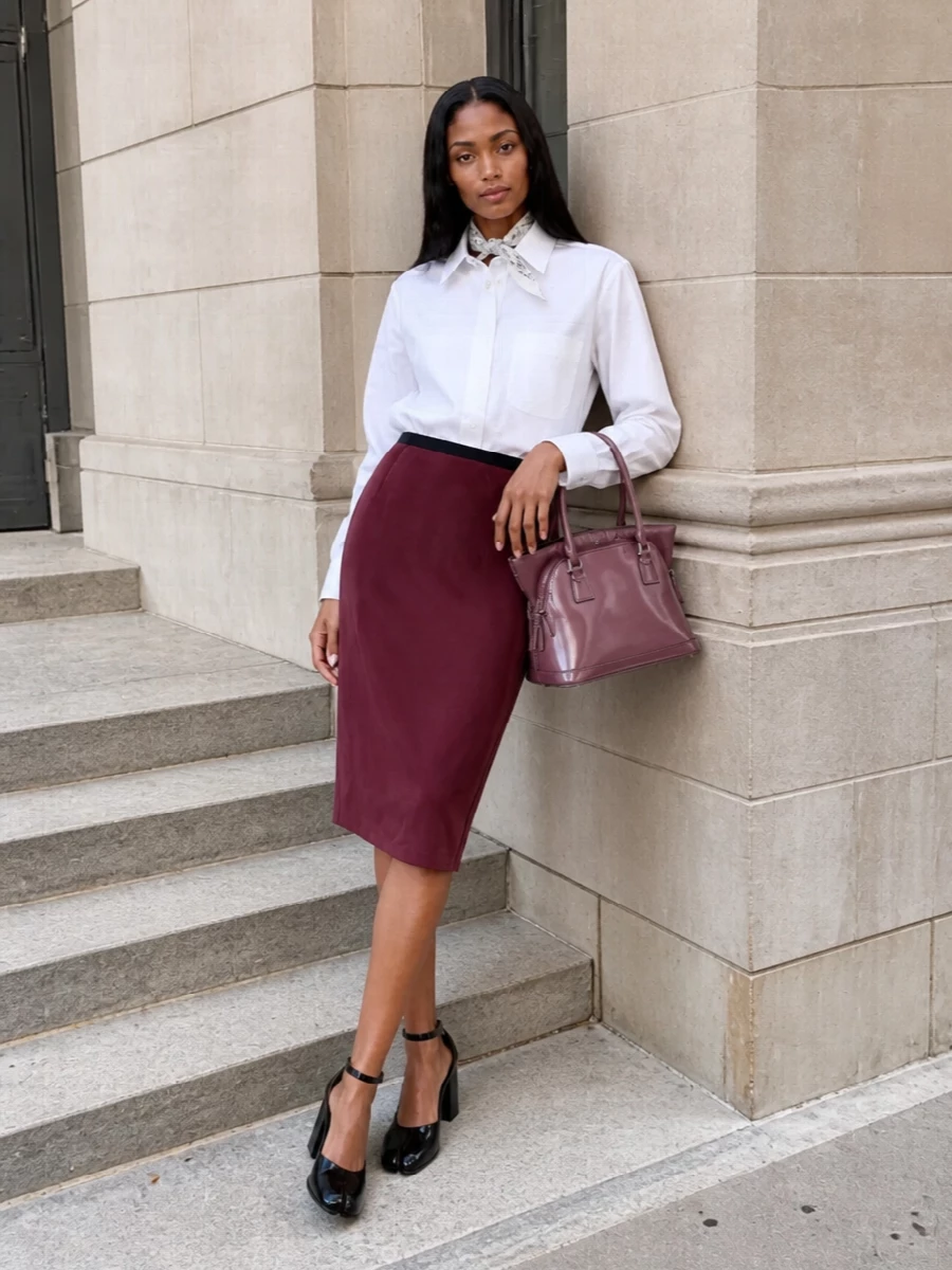 Maison margiela rosewood skirt white shirt outfit