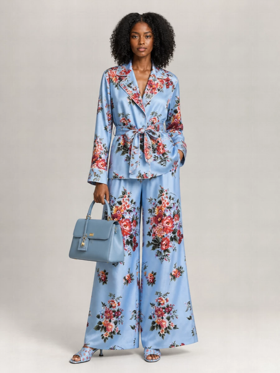 Dolce&Gabbana Silk Floral-Print Wide-Leg Trousers