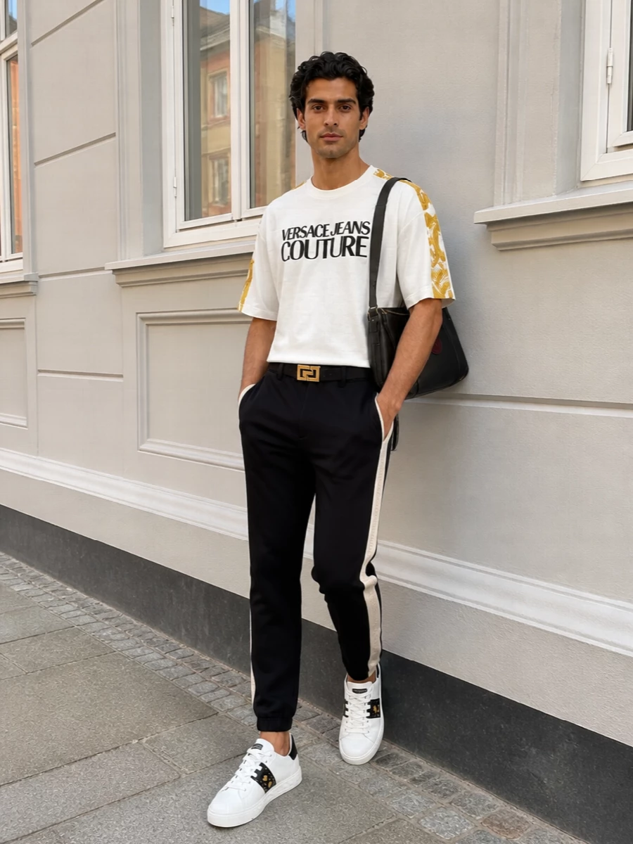 Versace jeans tee black track pants sneakers