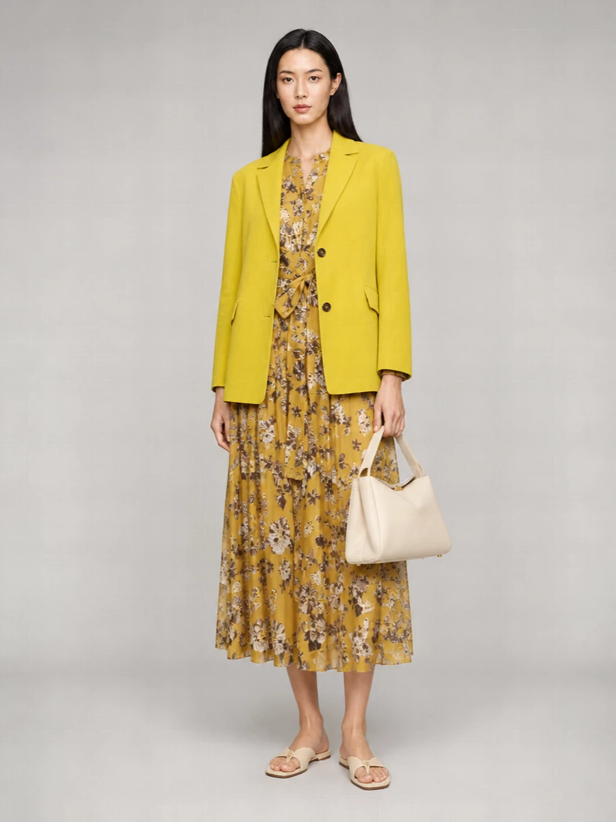 S Max Mara Linen Single-Breasted Blazer