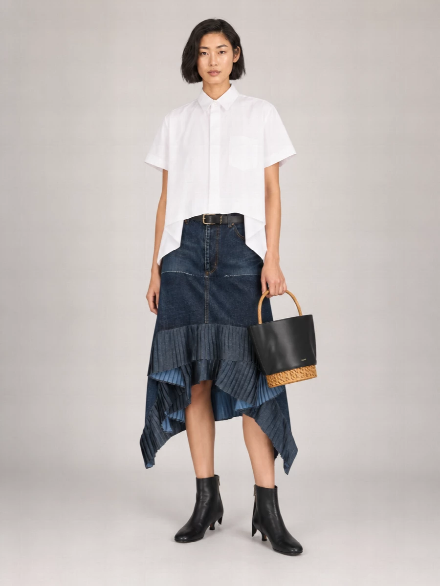Sacai Cotton Asymmetric Midi Skirt