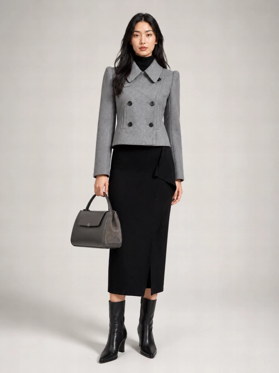 7 For All Mankind Virgin Wool Double Breasted Jacket