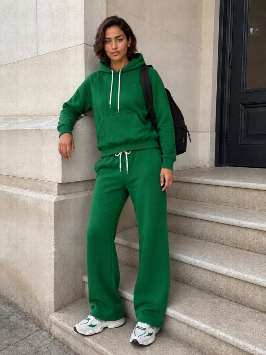 Ralph lauren green sweatpants hoodie new balance sneakers