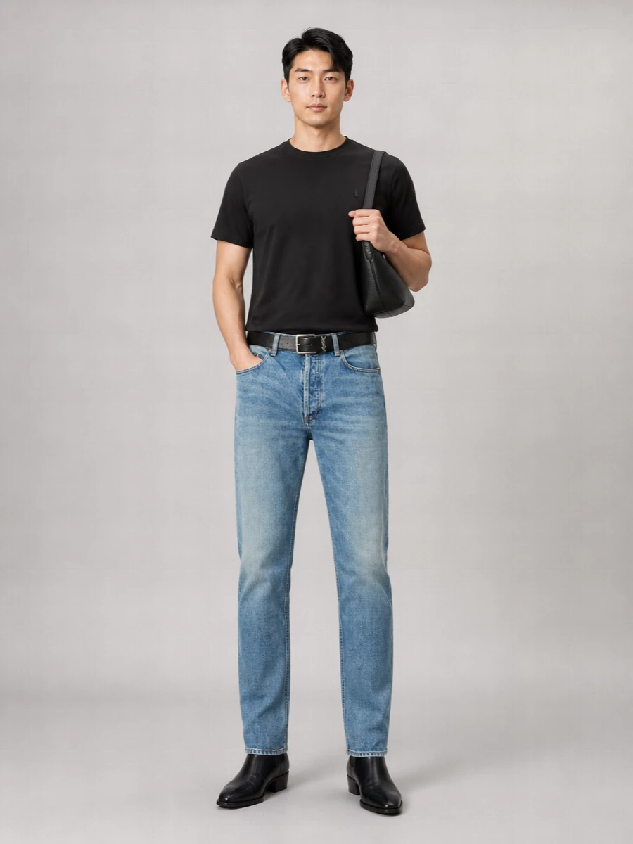 Saint Laurent Cotton Straight-Leg Jeans