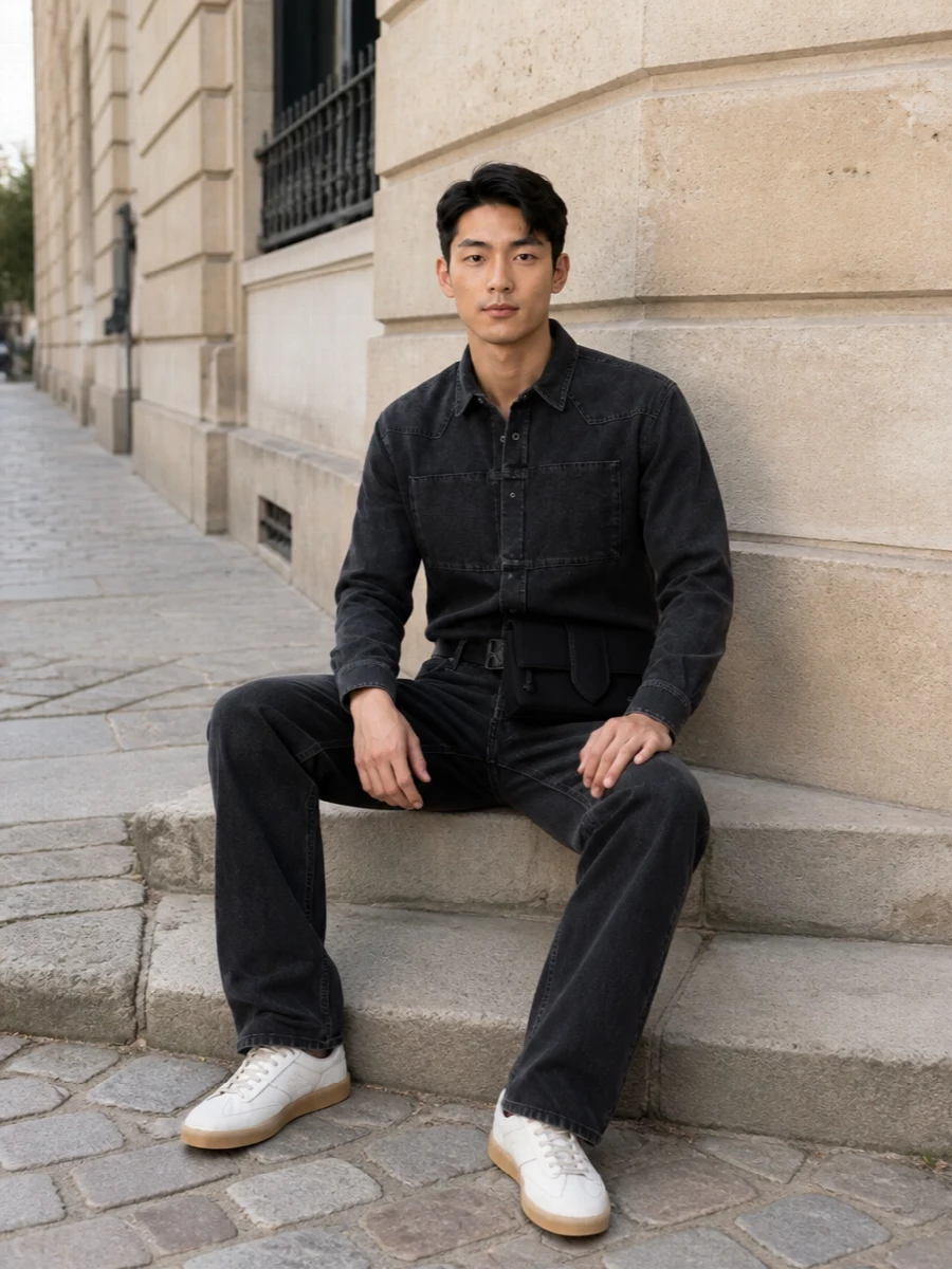Mm6 shirt washed black jeans margiela sneakers