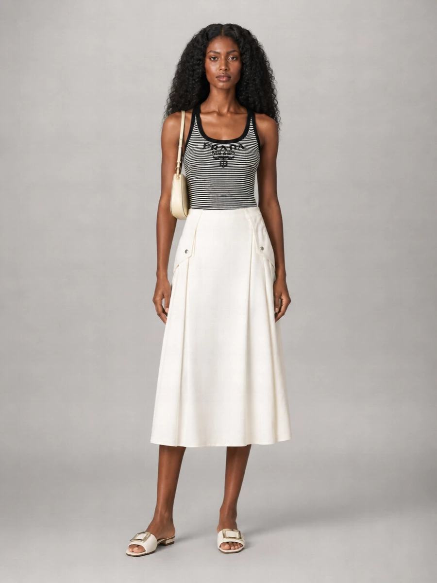 Prada Silk Embroidered Tank Top