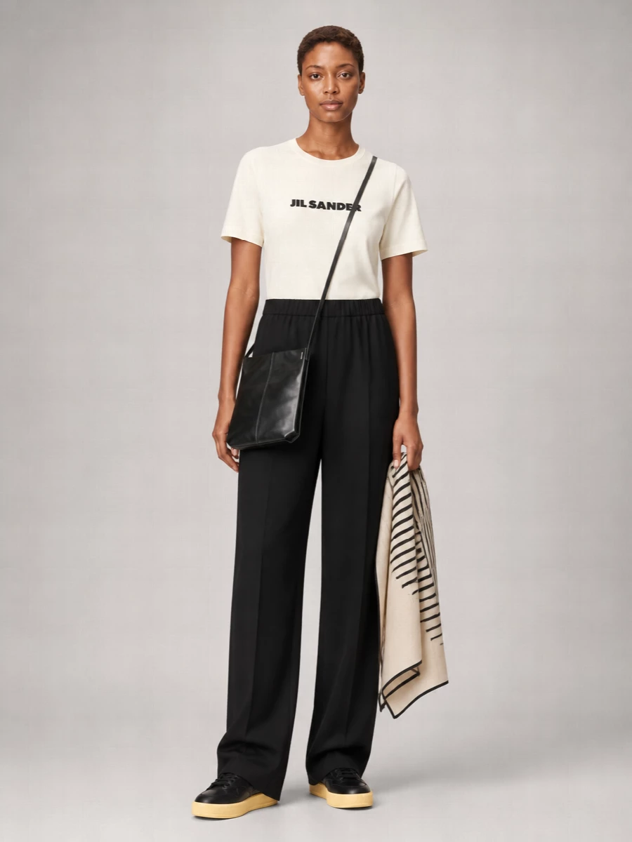 Jil Sander Cotton Logo Print Short Sleeve T-Shirt