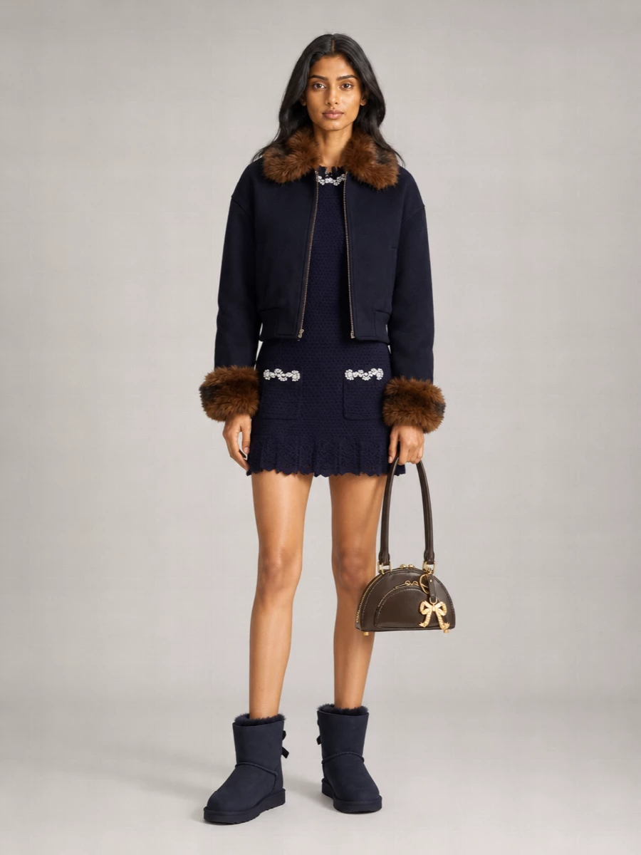 Ugg Sheepskin Leather Mini Bailey Bow Ankle Boots