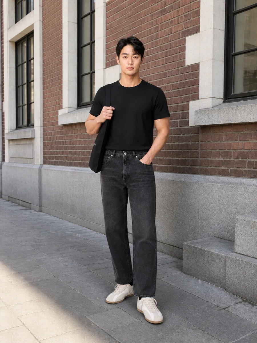 Closed black tee our legacy jeans represent trainers