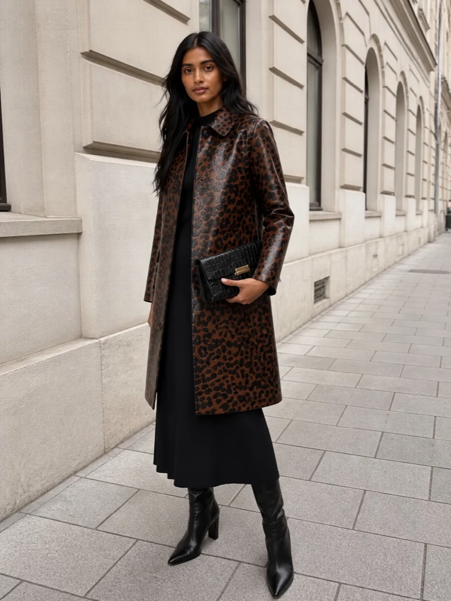 Toteme leopard coat tom ford black maxi dress