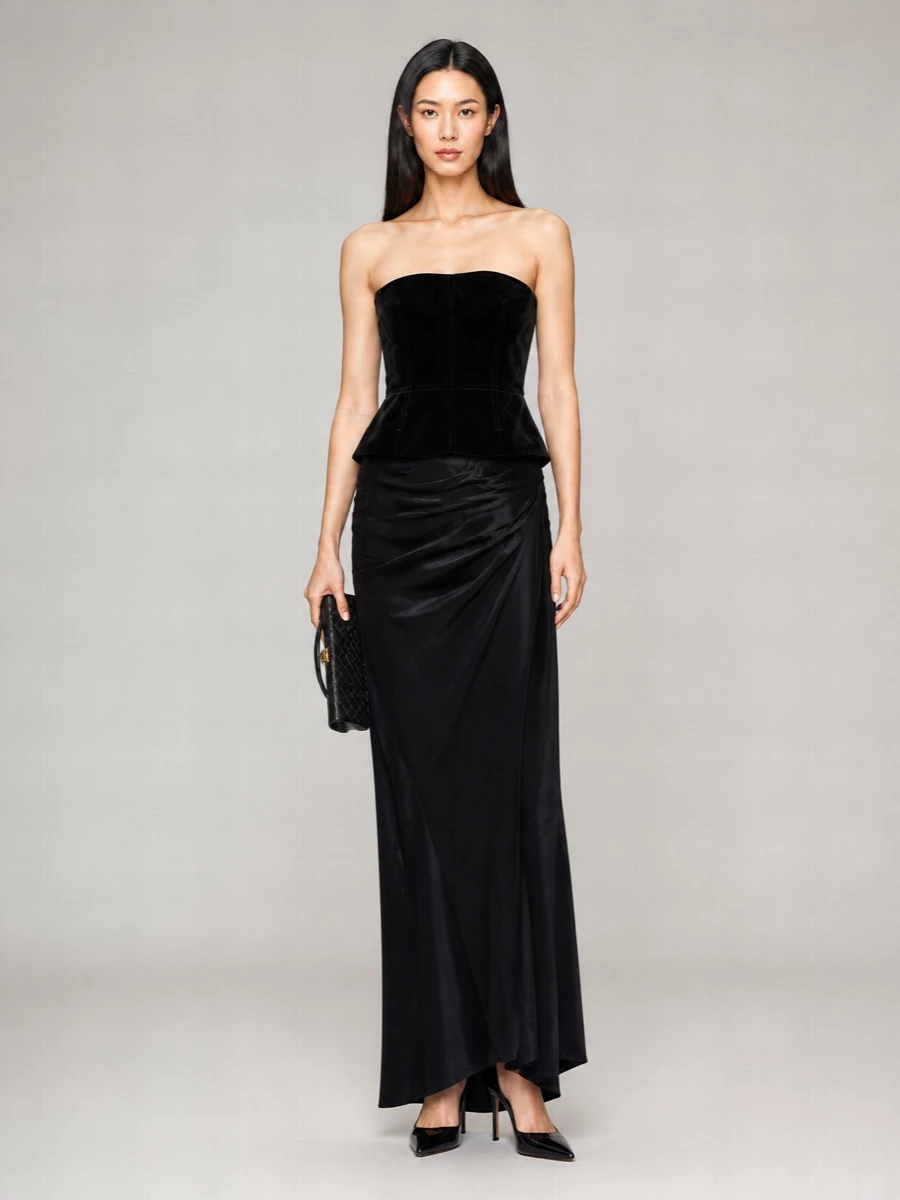 Tom Ford Silk Draped Asymmetric Midi Skirt