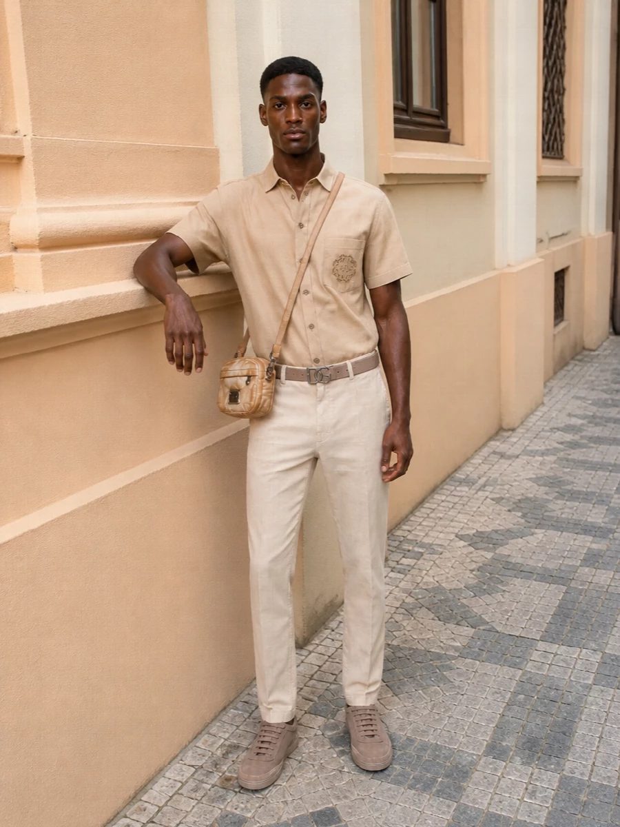 Dolce gabbana beige shirt tailored trousers
