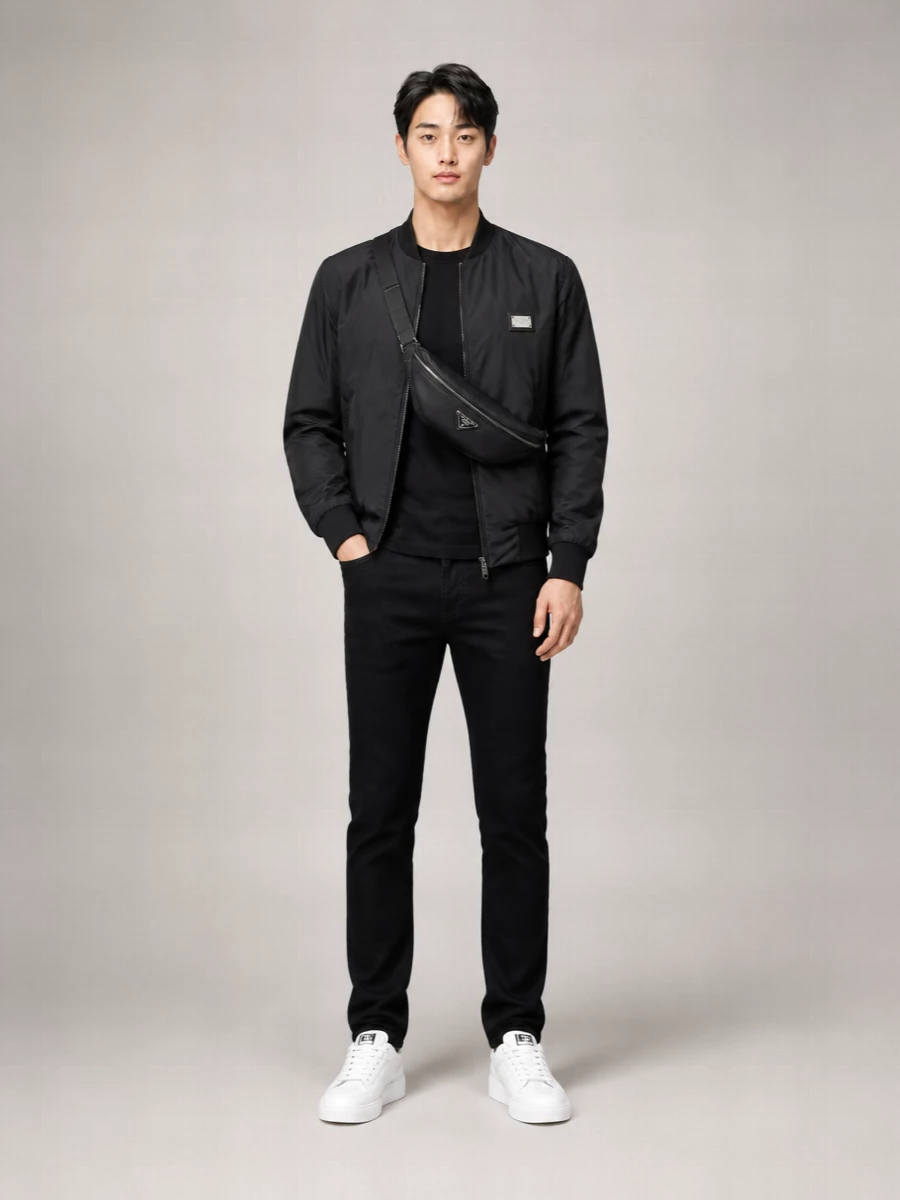 Dolce&Gabbana Nylon Logo Plaque Bomber Jacket