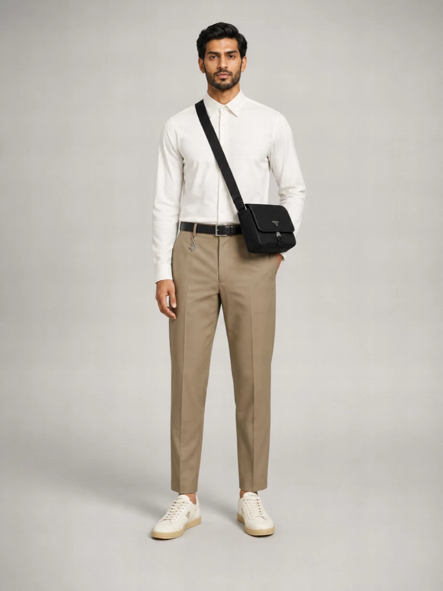 Prada Cotton Pleated Straight-Leg Tailored Trousers