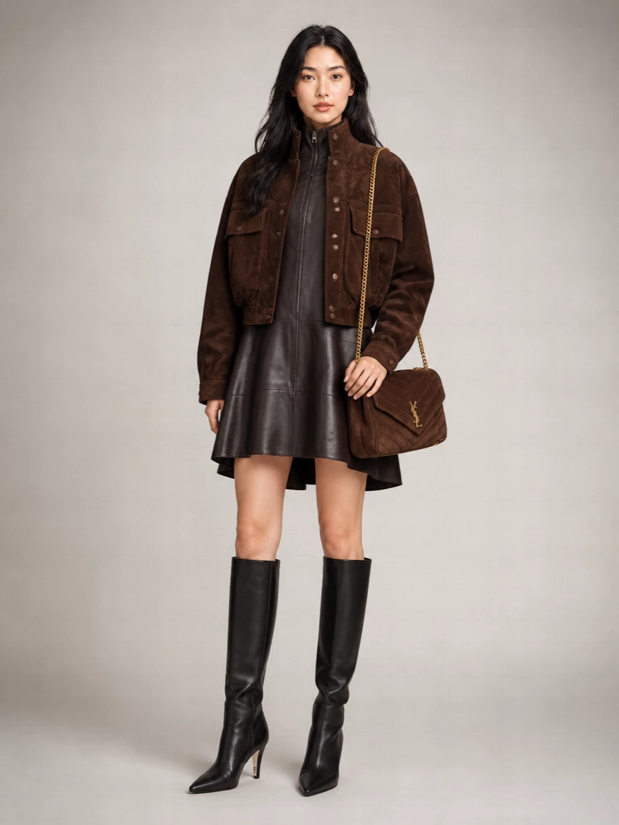 Saint Laurent Leather Cropped Jacket