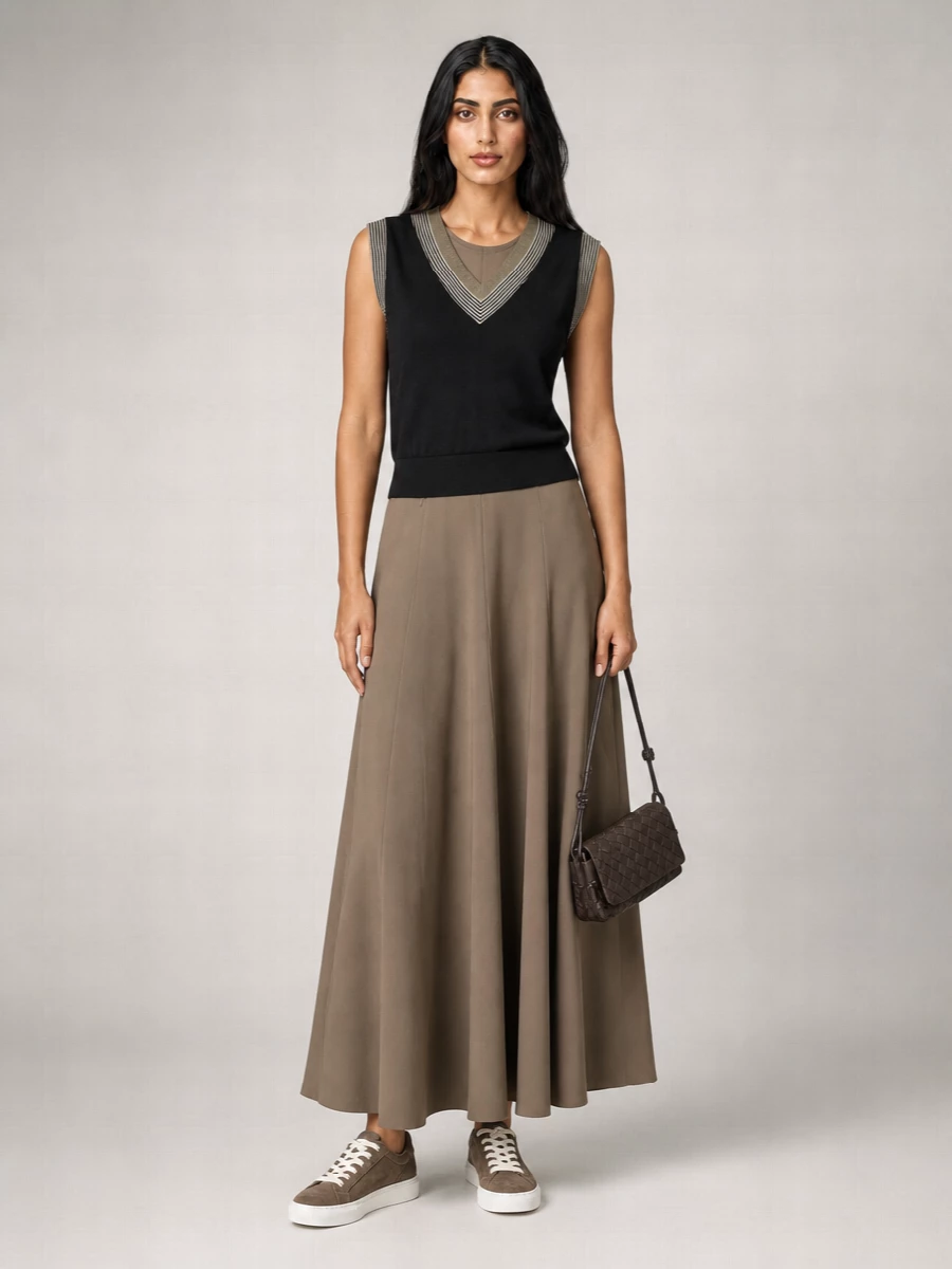 Brunello Cucinelli Cashmere Silk Striped V-Neck Vest