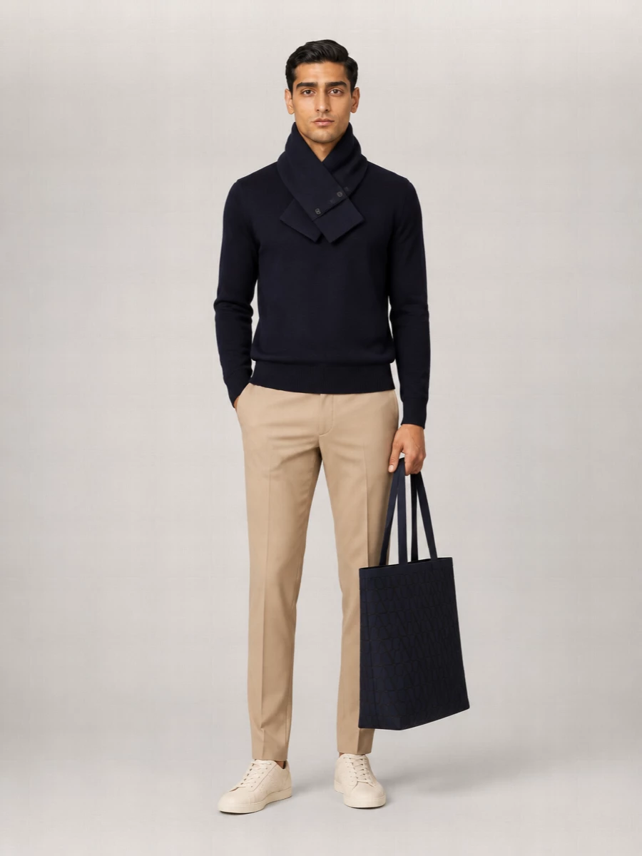 Zanone Crew Neck Wool Sweater With Ribbed Cuffs