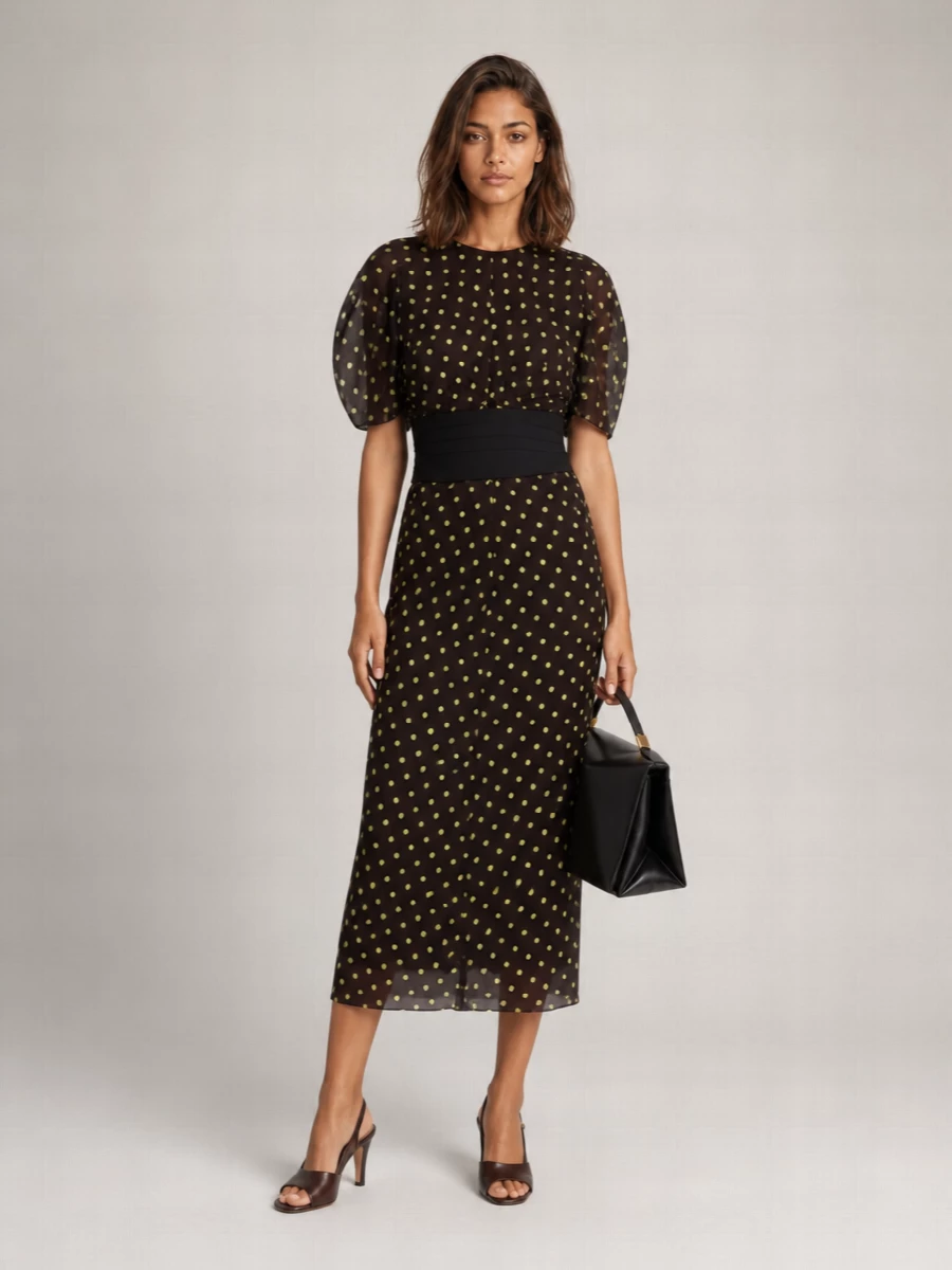 Marni Silk Polka-Dot Sleeveless Midi Dress
