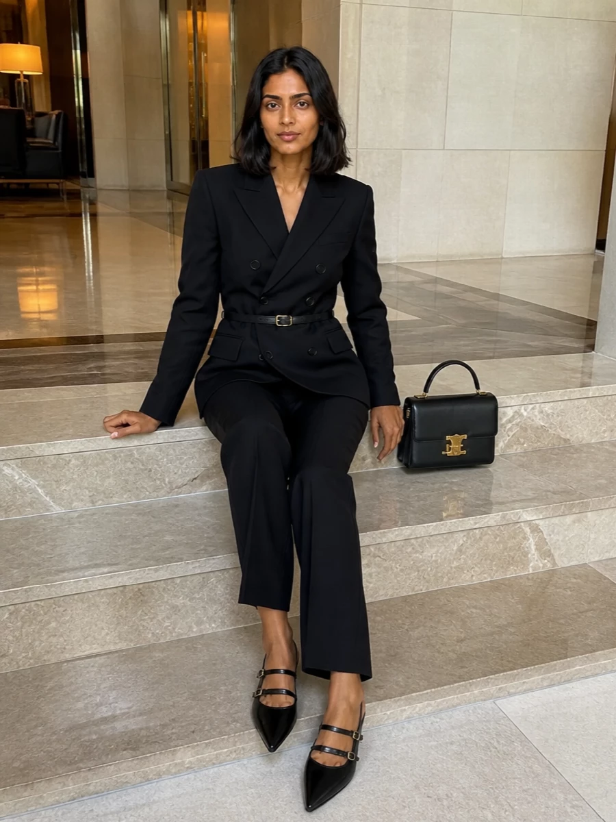 Celine blazer the row black tailored trousers