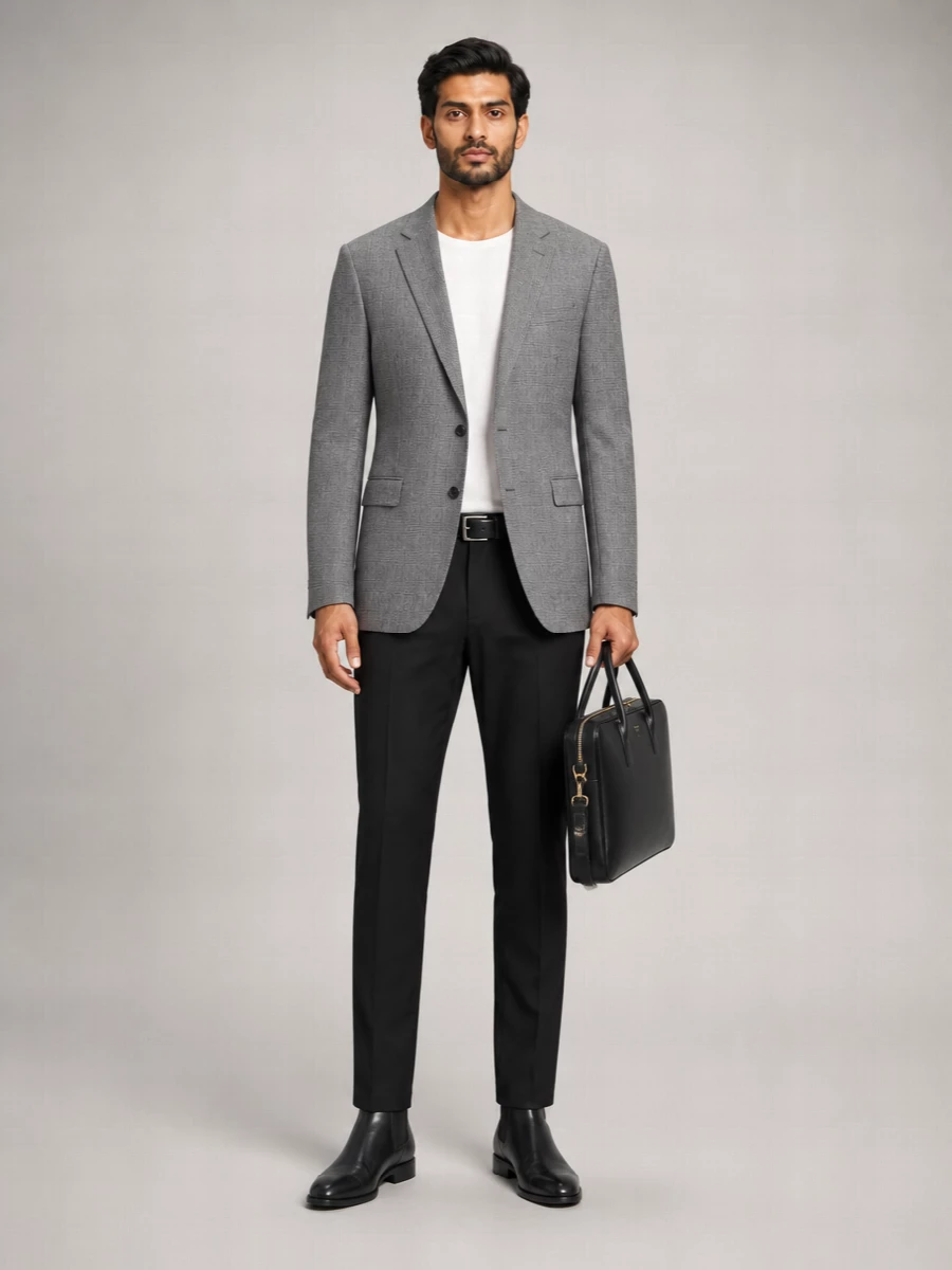 Saint Laurent Wool Checked Single-Breasted Blazer