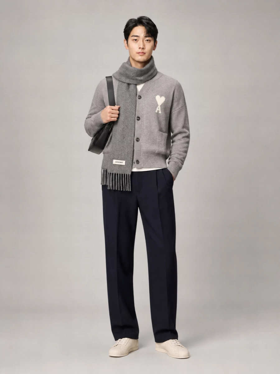 Ami Paris Alpaca Wool Relaxed-Fit Cardigan