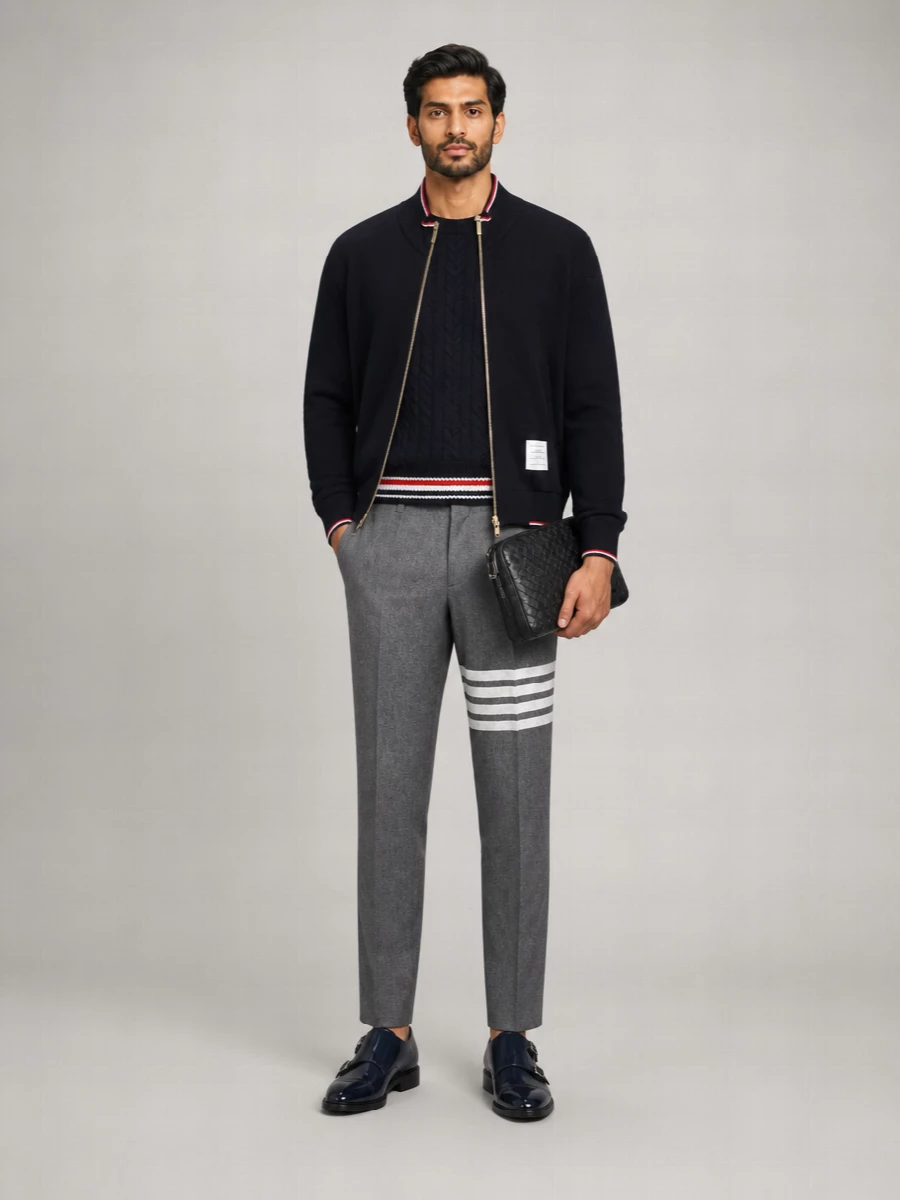 Thom Browne Cotton Oversized Funnel Neck Bomber Jacket