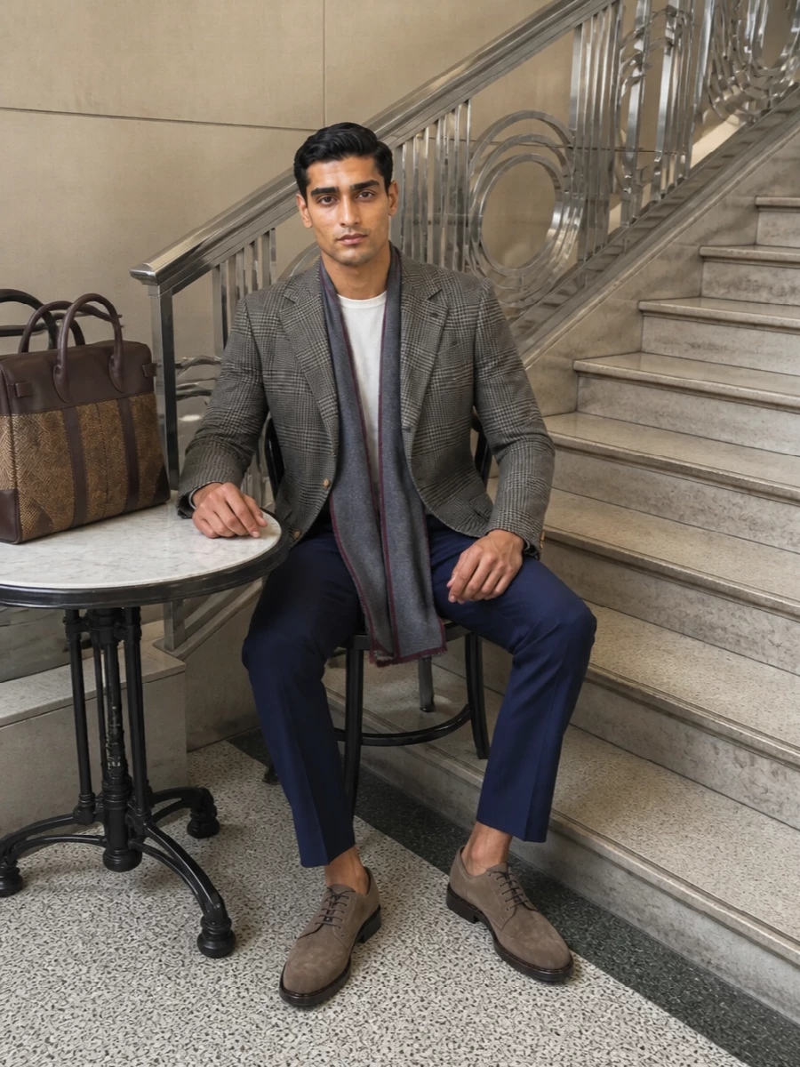 Brunello cucinelli blazer navy trousers outfit
