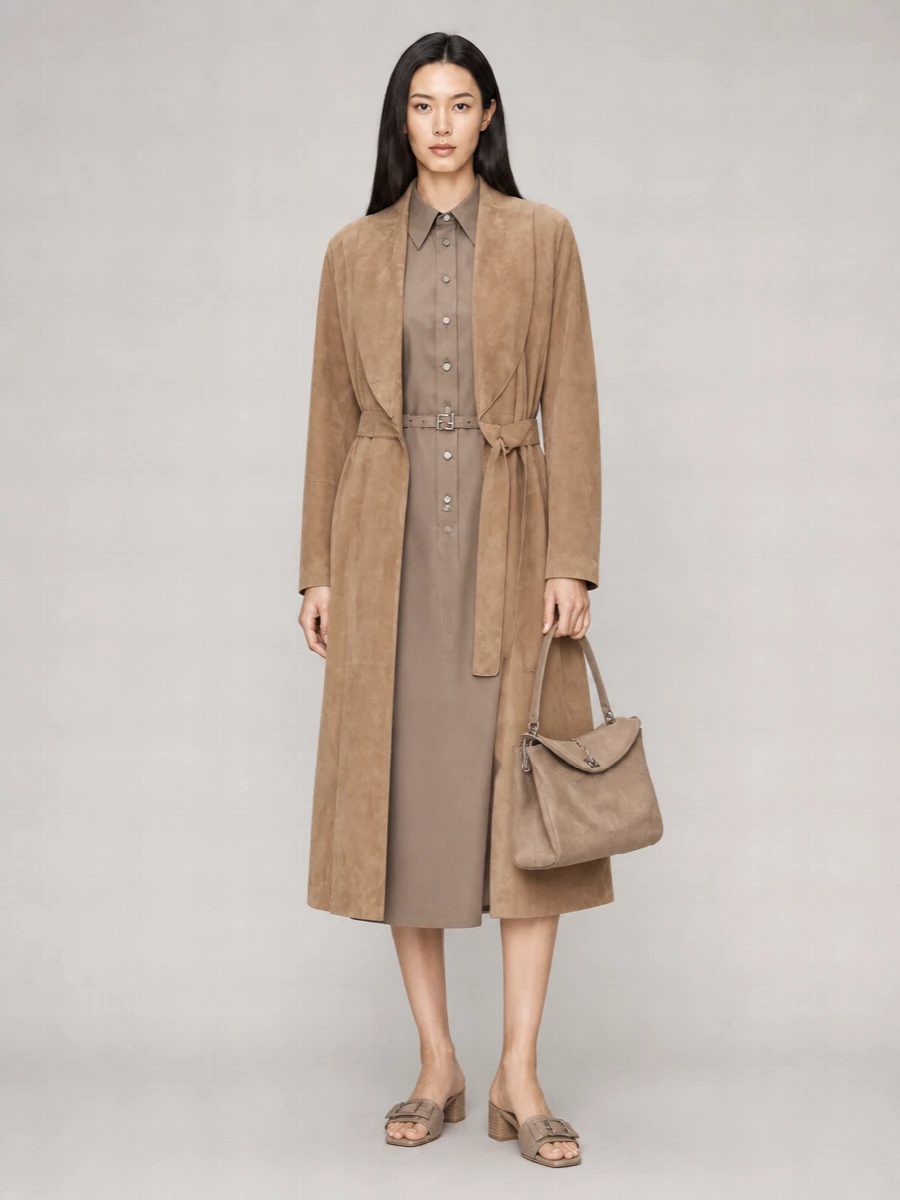 Fendi Suede Single-Breasted Coat
