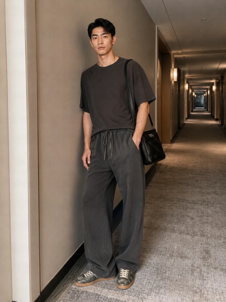 Maison margiela wide leg trousers sneakers outfit
