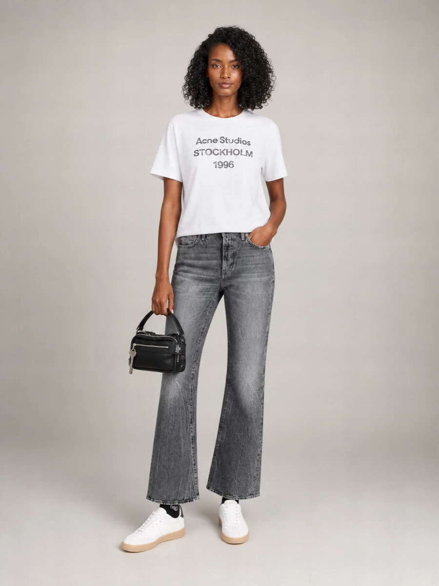 Acne Studios Organic Cotton Hemp Logo-Print Distressed T-Shirt
